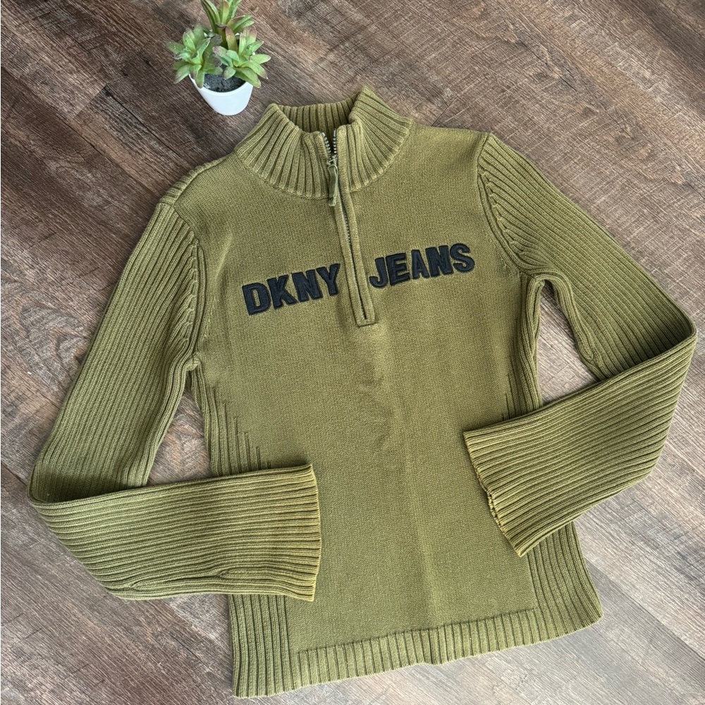 DKNY Olive Ribbed Sweater